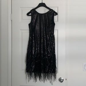 Sequins leather sleeveless mini dress